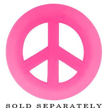 Neon Pink Silicone Peace Sign Tunnel 0 Gauge to 14mm