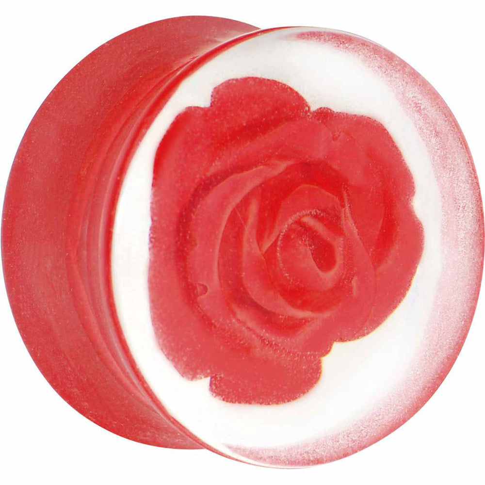 20mm Clear Acrylic Red Floating Rose Flower Saddle Plug