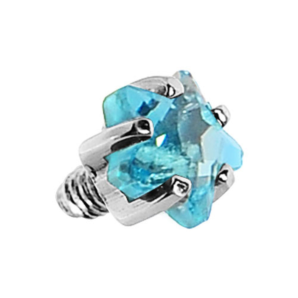 3mm Aqua Prong Set Star Gem Dermal Top