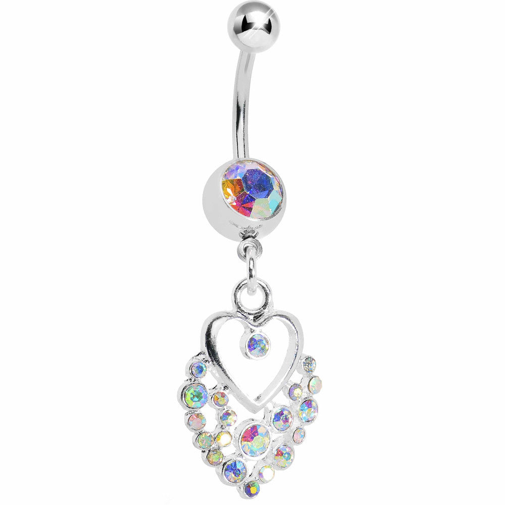 Dazzling Aurora Embellished Heart Dangle Belly Ring