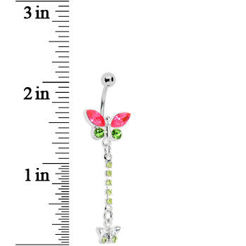 Springtime Meadow Dual Butterfly Dangle Belly Ring