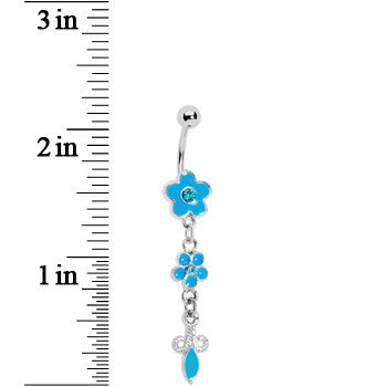 Blue Double Flower Drop Belly Ring