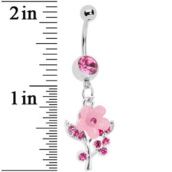 Pink Springtime Pansy Flower Belly Ring