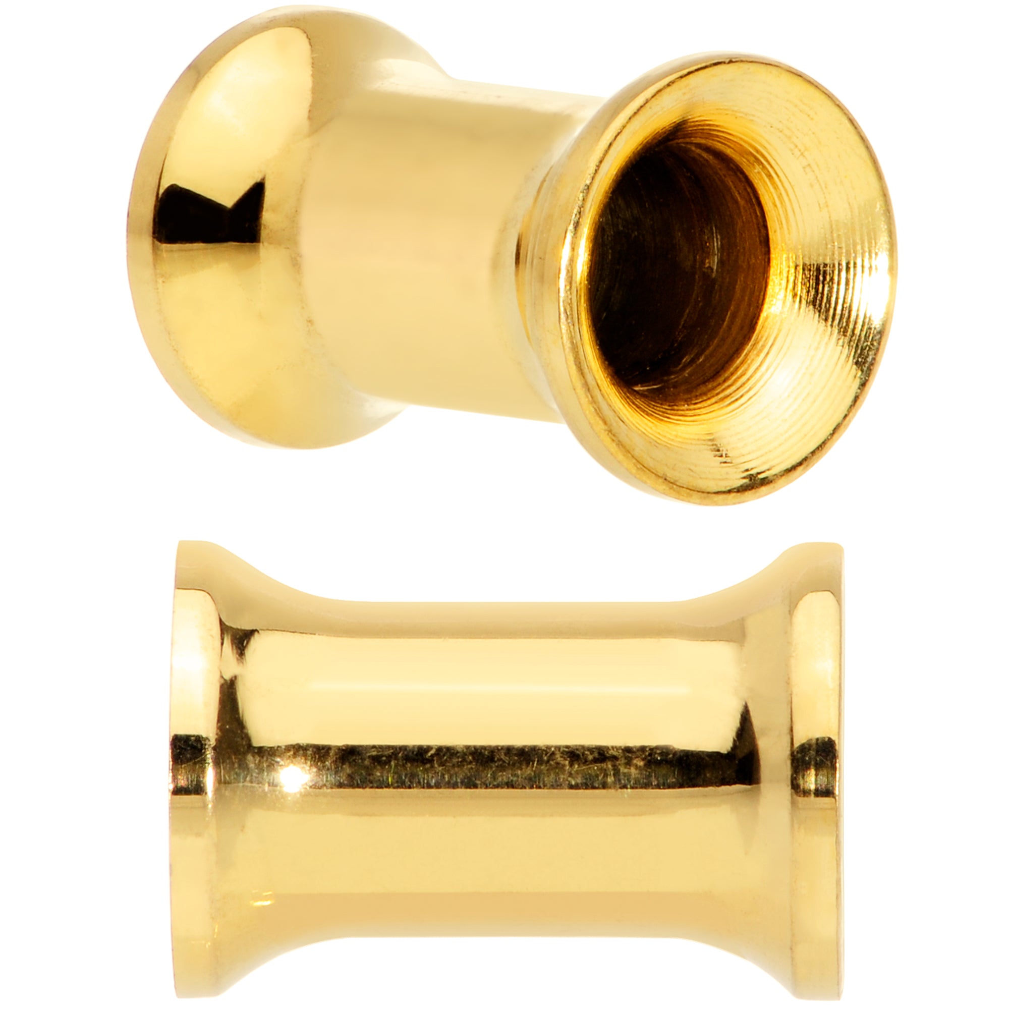 4 Gauge Gold Tone Plated Double Flare Tunnel Plug Set