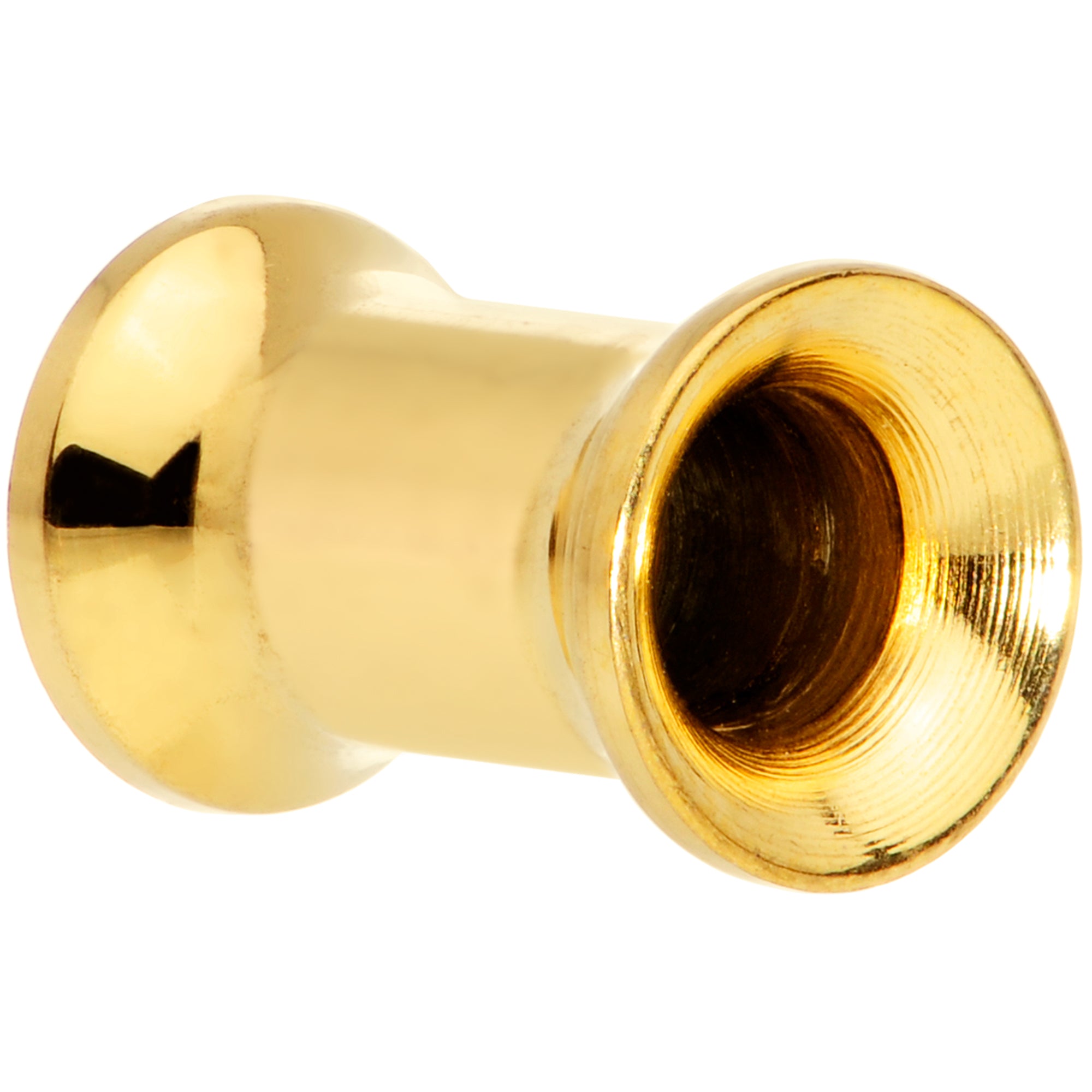 4 Gauge Gold Tone Plated Double Flare Tunnel Plug Set