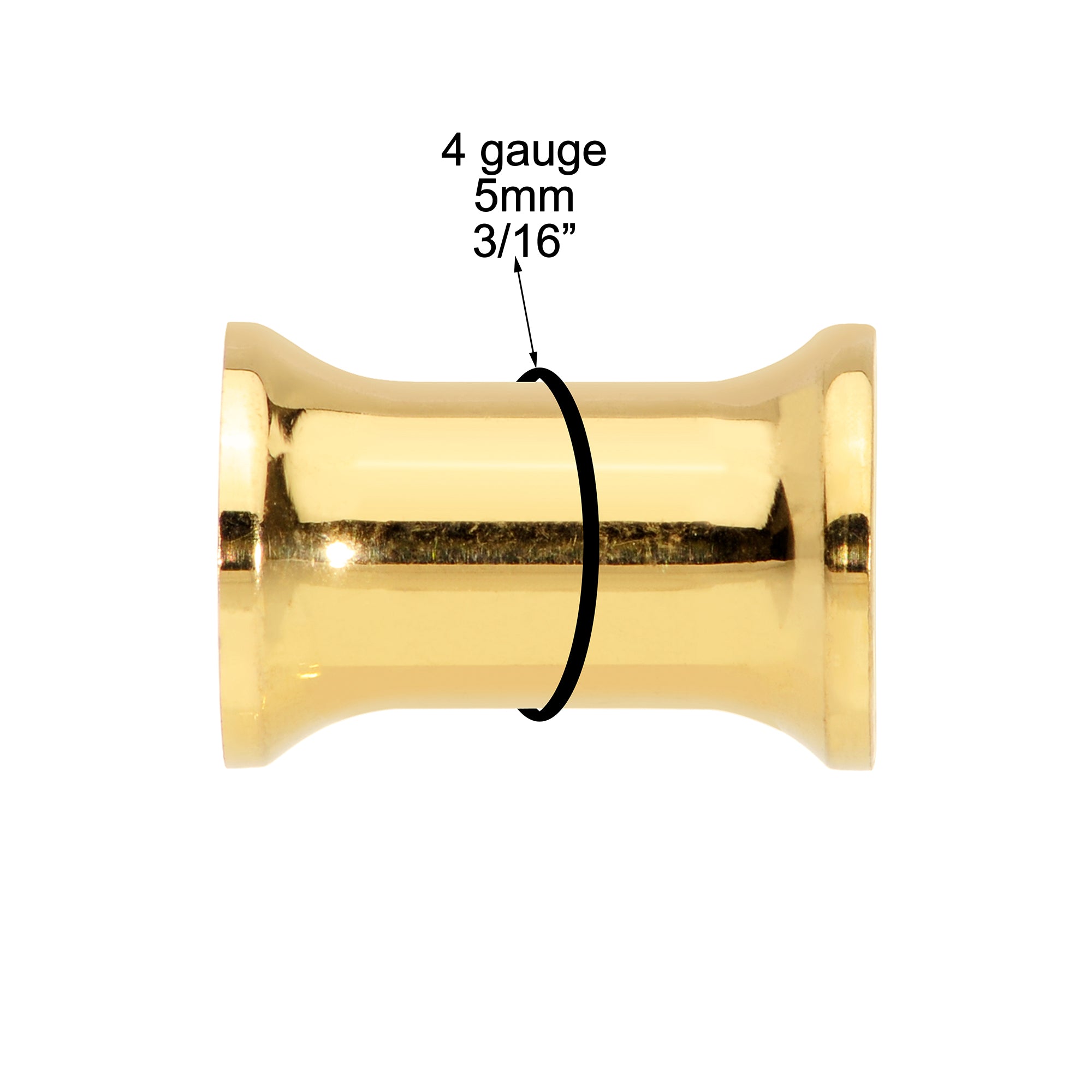 4 Gauge Gold Tone Plated Double Flare Tunnel Plug Set