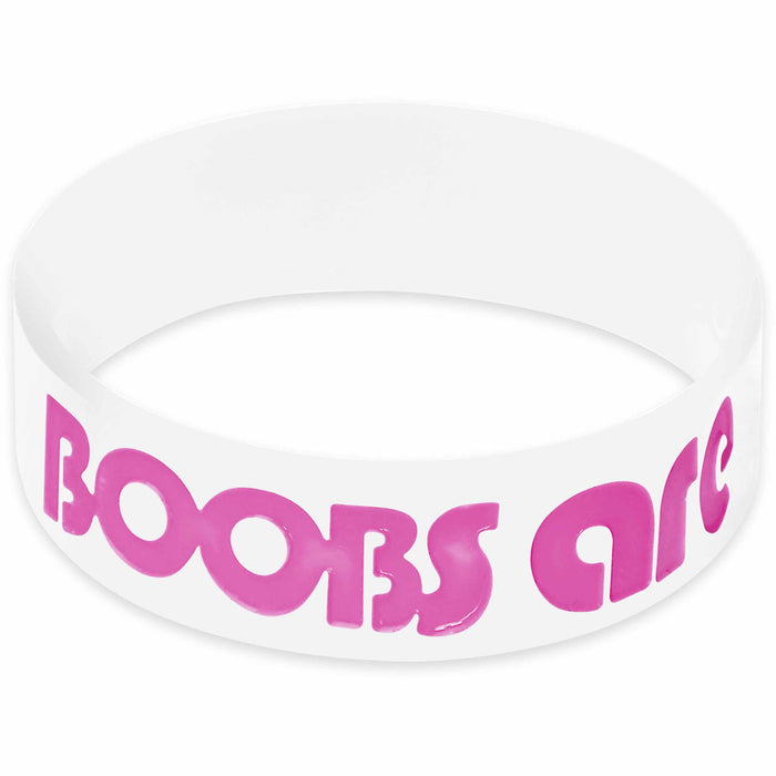 White Pink Boobs Are Cool Awareness For Breast Cancer Bracelet 5843