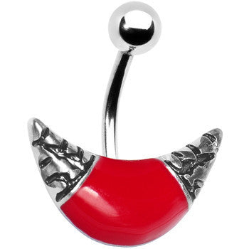 Red Shine Devilish Crescent Belly Ring