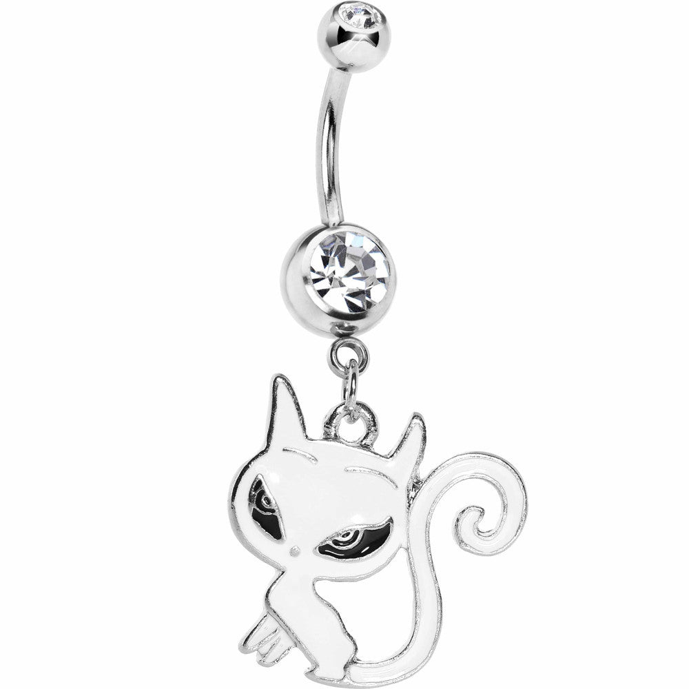 Crystalline Gem Swirly Kitty Cat Belly Ring