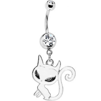 Crystalline Gem Swirly Kitty Cat Belly Ring