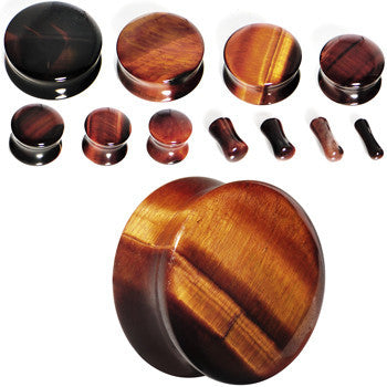 3/4 Red Tiger Eye Natural Stone Plug