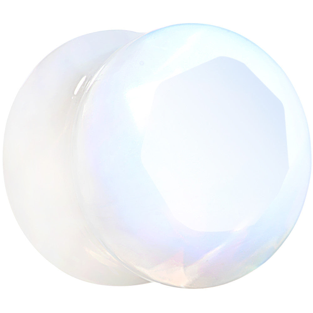 5/8 Opalite Semi Precious Stone Faceted Double Flare Plug