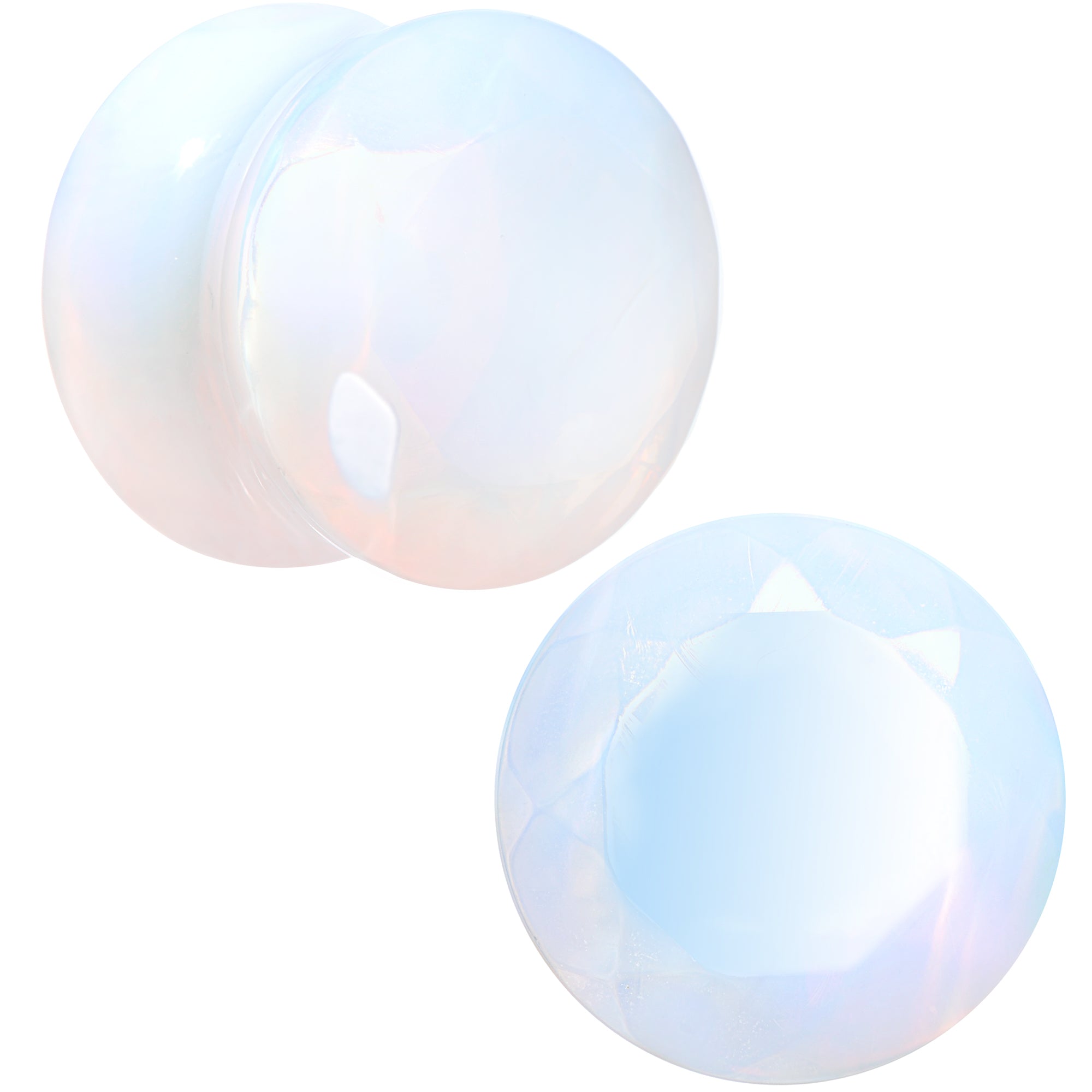 9/16 Opalite Semi Precious Stone Faceted Double Flare Plug Set