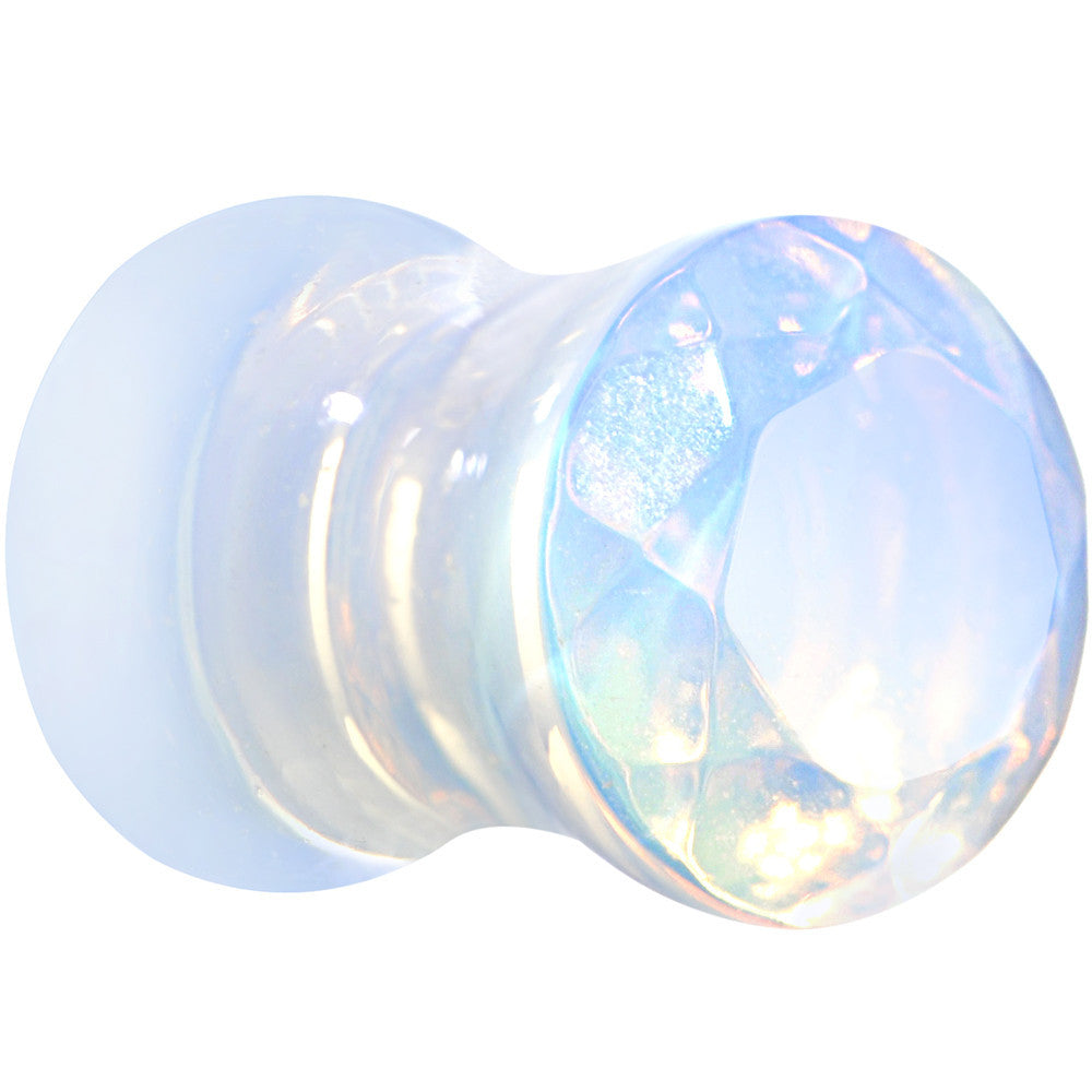 2 Gauge Opalite Semi Precious Stone Faceted Double Flare Plug