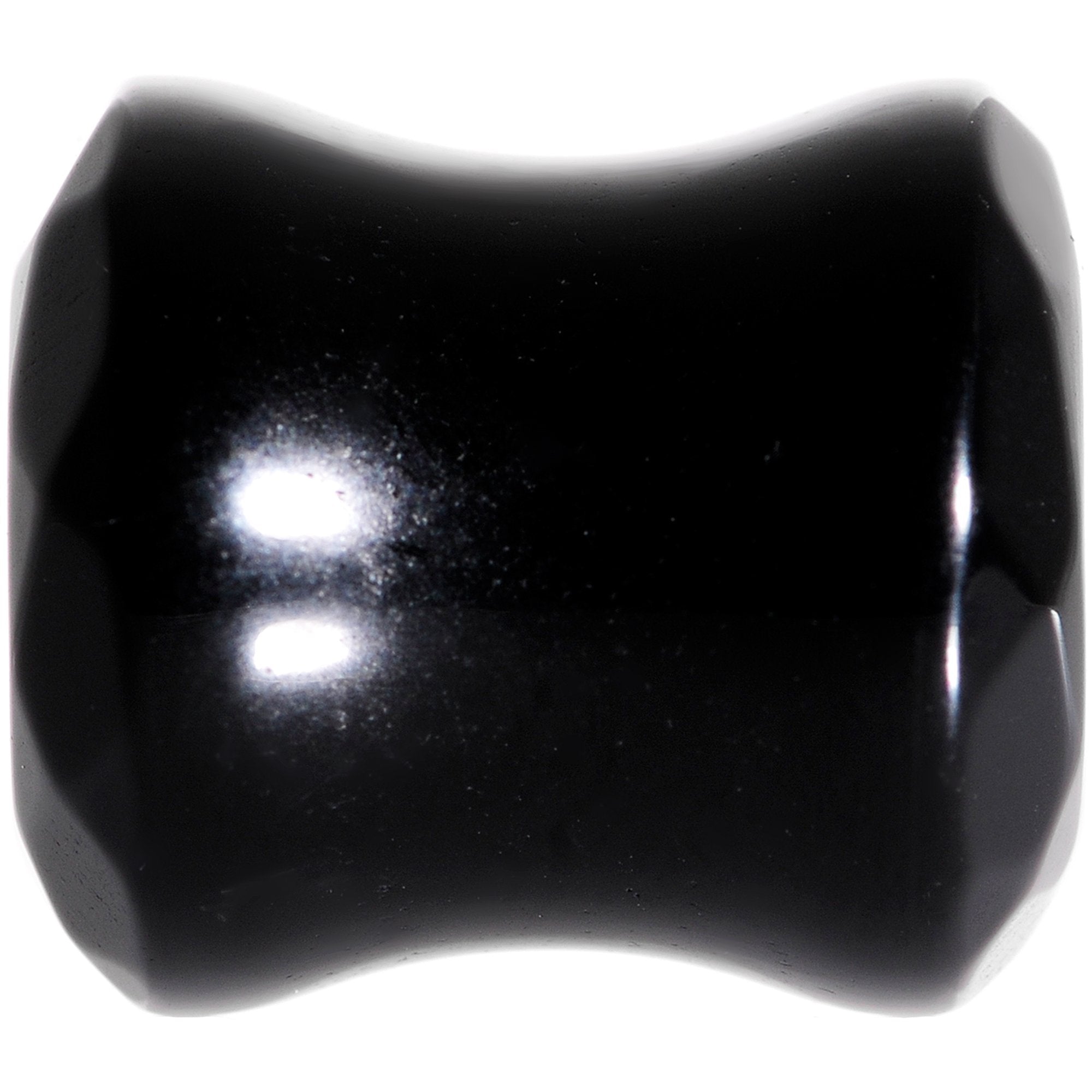 00 Gauge Black Agate Semi Precious Stone Saddle Plug Set