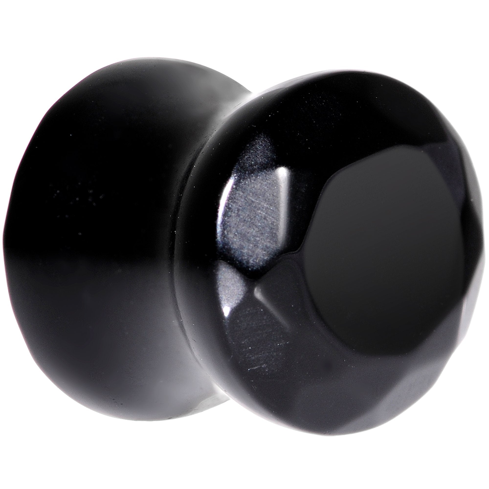 00 Gauge Black Agate Semi Precious Stone Saddle Plug Set