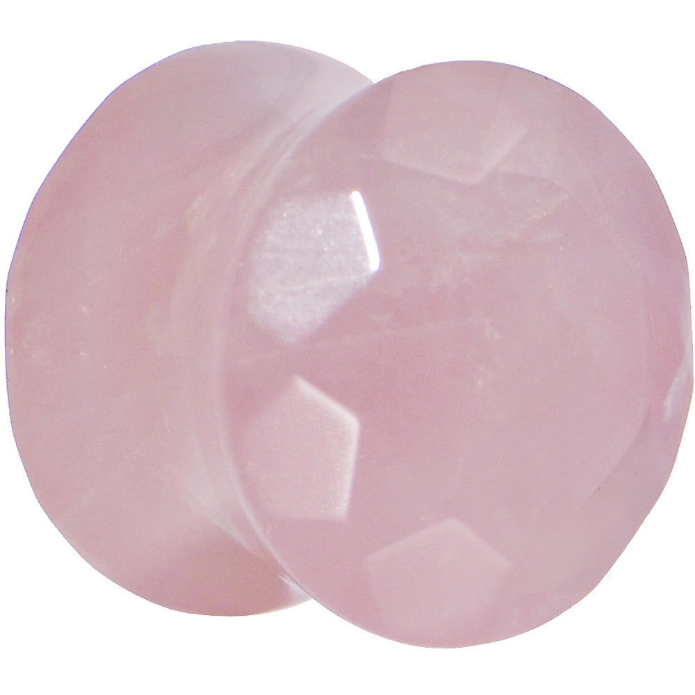 9/16 Rose Quartz Semi Precious Stone Faceted Double Flare Plug