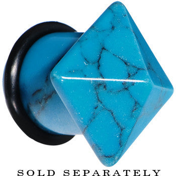 4 Gauge Turquoise Semi Precious Stone Pyramid Top Plug