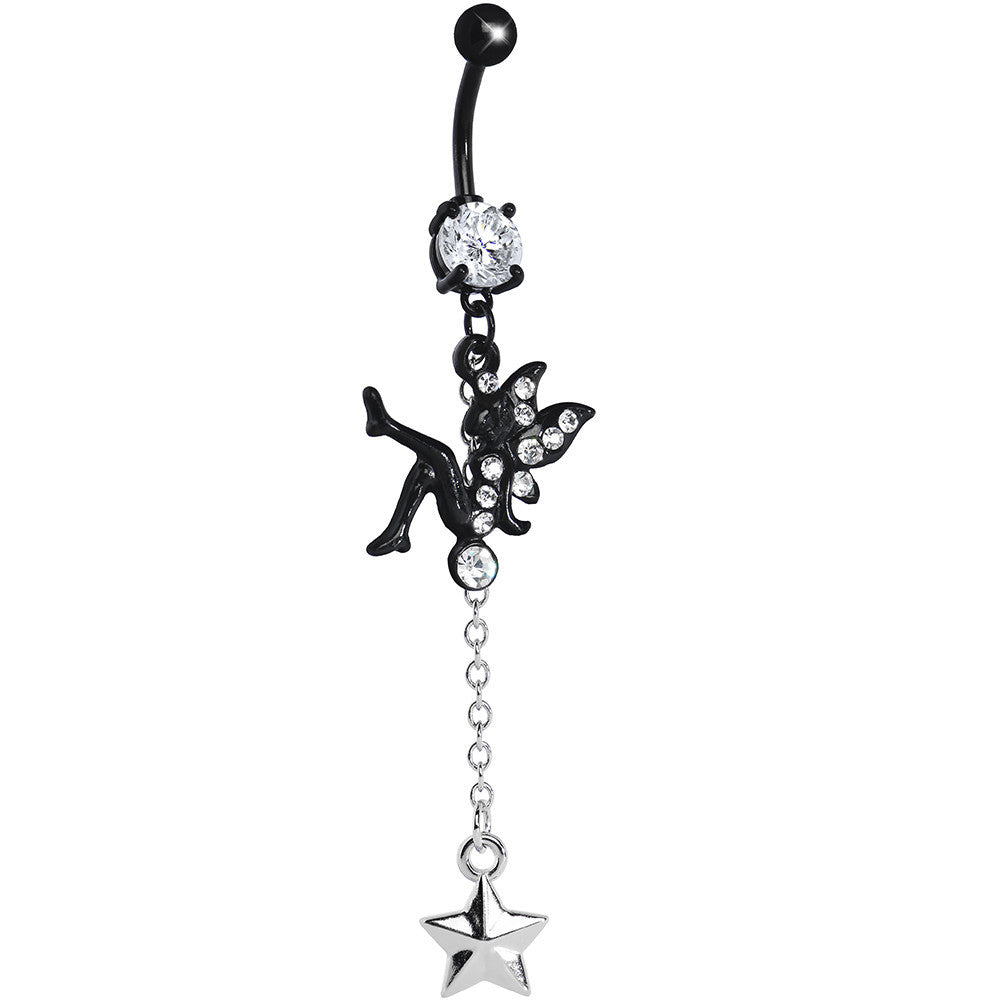 Crystalline Gem Black Fairy Nautical Star Drop Belly Ring