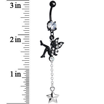 Crystalline Gem Black Fairy Nautical Star Drop Belly Ring