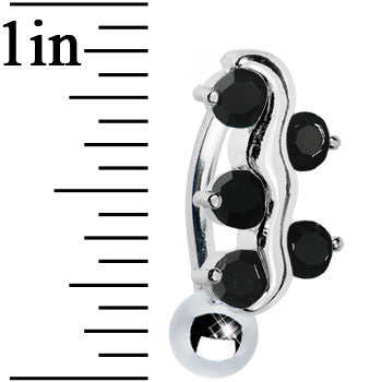 Top Down Black Gem Swirly Vine Belly Ring