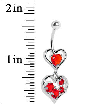 Red Gem Two Hearts Full Belly Ring