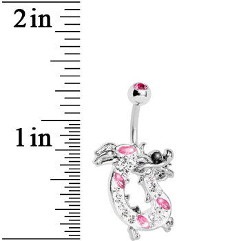 Pink Gem Lucky Chinese Dragon Belly Ring