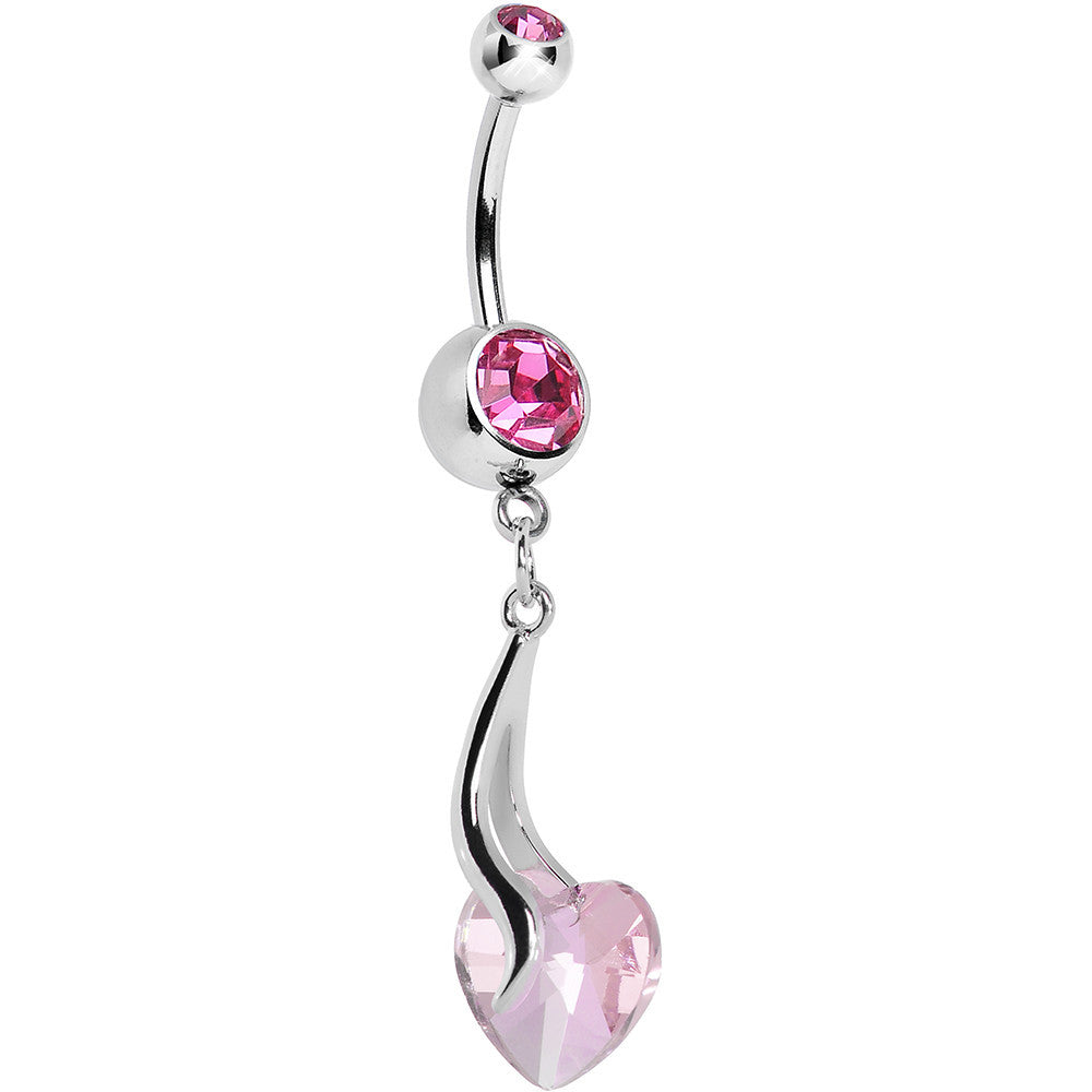 Pastel Pink Gem Heart Trail Belly Ring