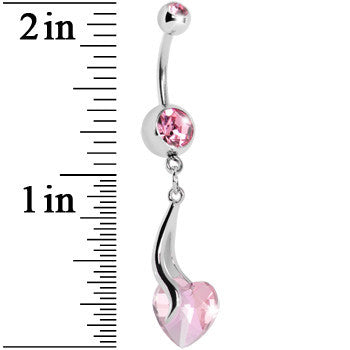 Pastel Pink Gem Heart Trail Belly Ring