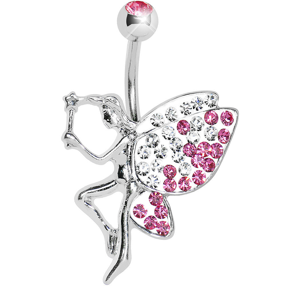 Pink Gem Sparkle Wing Wish Fairy Belly Ring