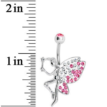 Pink Gem Sparkle Wing Wish Fairy Belly Ring