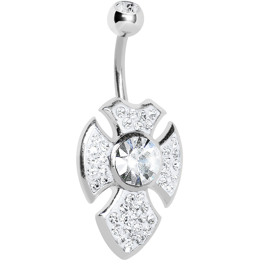 Crystalline Gem Latin Cross Belly Ring