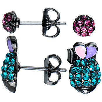 Tropical Paradise Jeweled Fish Stud Earring Set