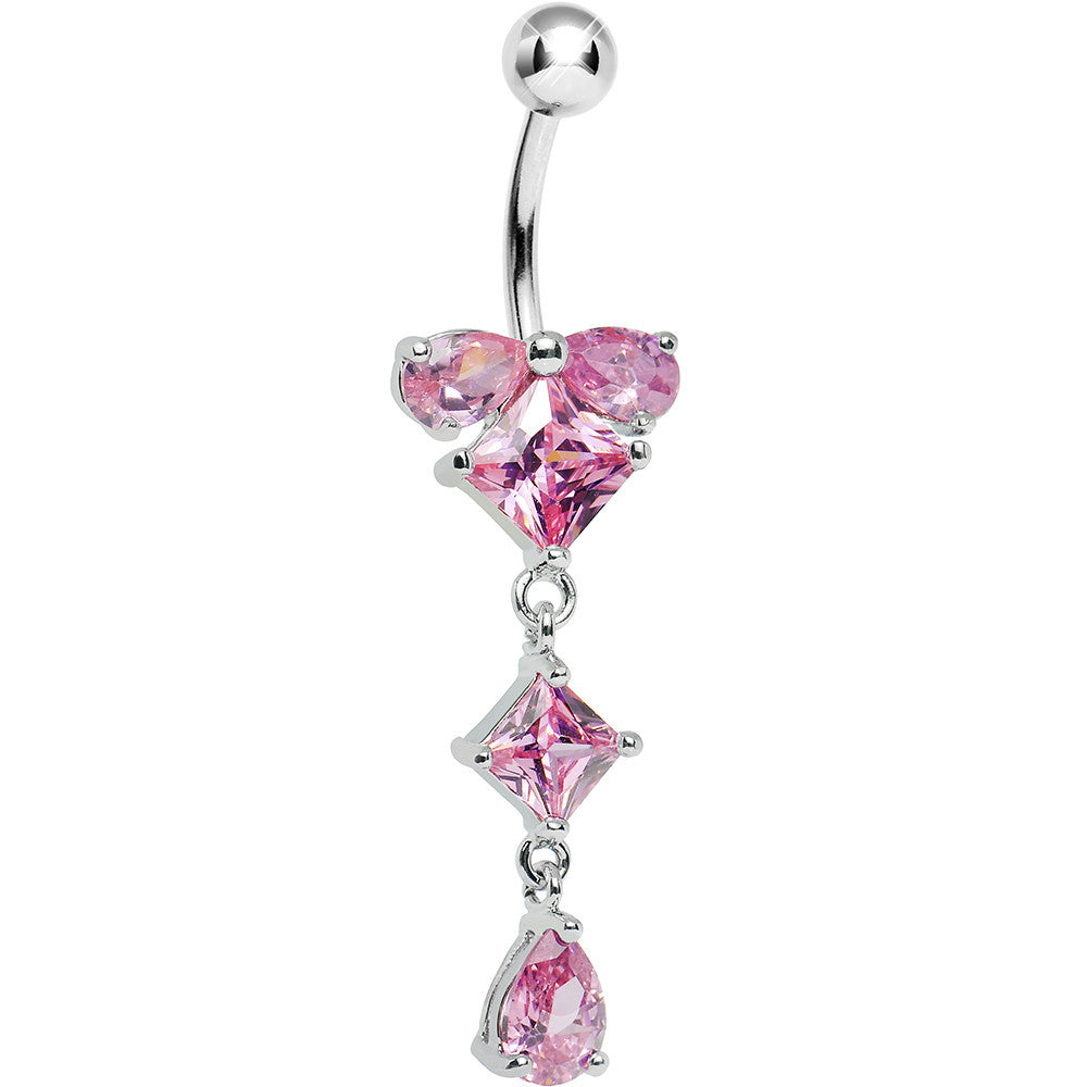 Pink Gem Dripping Bow Beauty Belly Ring