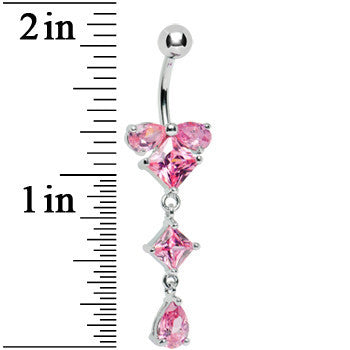 Pink Gem Dripping Bow Beauty Belly Ring