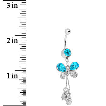 Aqua Gem Butterfly Dewdrops Belly Ring