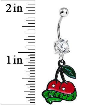 Crystalline Gem Cherry Banner Belly Ring