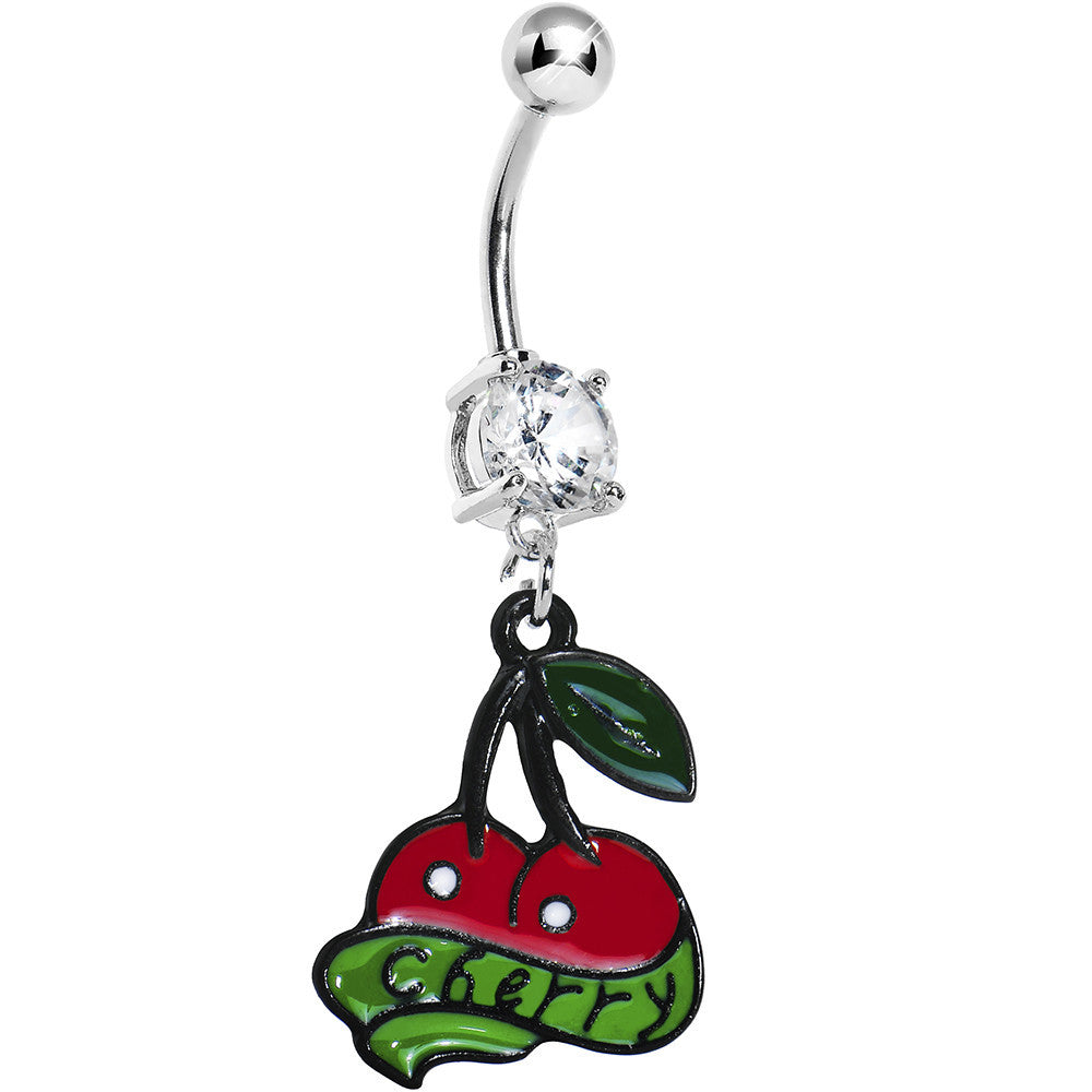 Crystalline Gem Cherry Banner Belly Ring