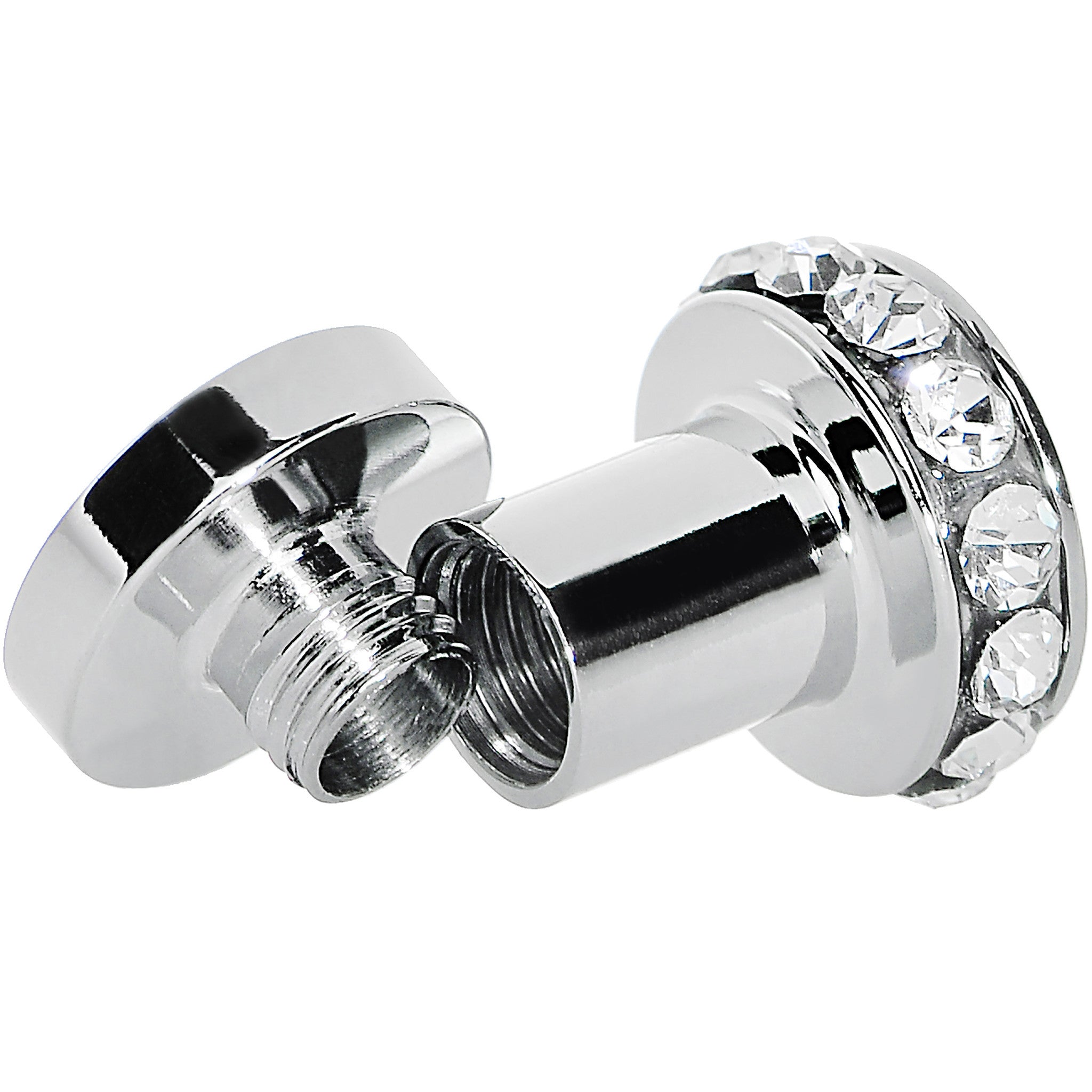 4 Gauge Clear Gem Stainless Steel Double Bling Screw Fit Tunnel Plug