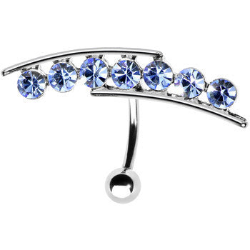 Light Blue Gem Stream Reversible Top Mount Belly Ring