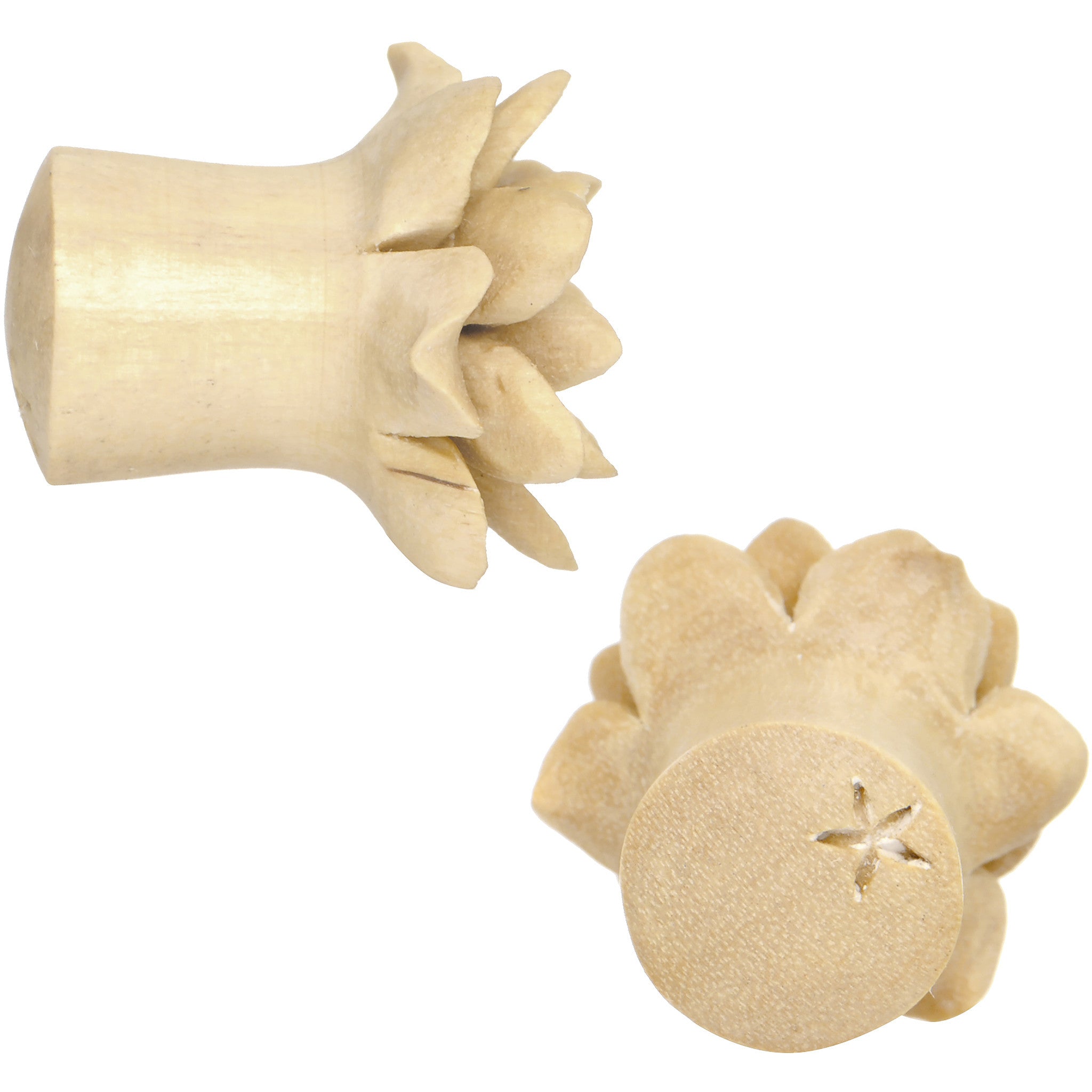 7/16 Organic Crocodile Wood Lily Hand Carved Plug Set