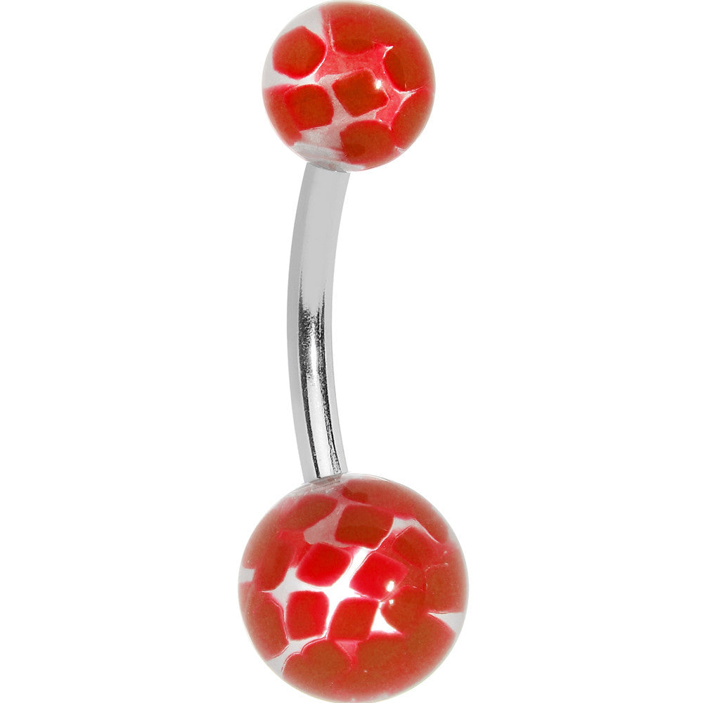 Red Checkered Patch Ball Belly Ring