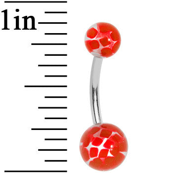 Red Checkered Patch Ball Belly Ring