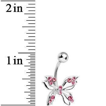 Pink Gem Lively Butterfly Belly Ring