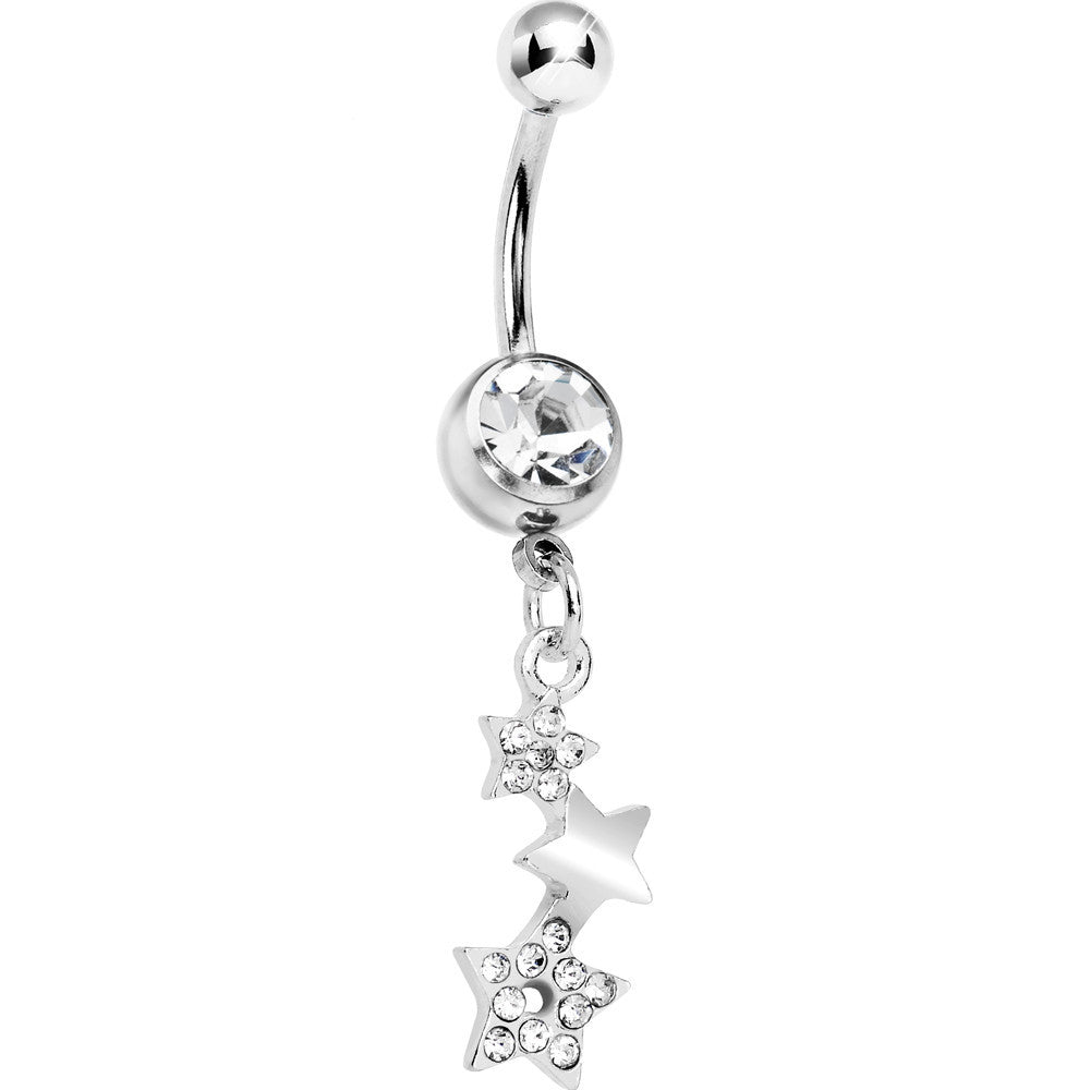 Clear Gem Star Trio Dangle Belly Ring