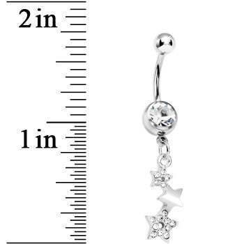 Clear Gem Star Trio Dangle Belly Ring