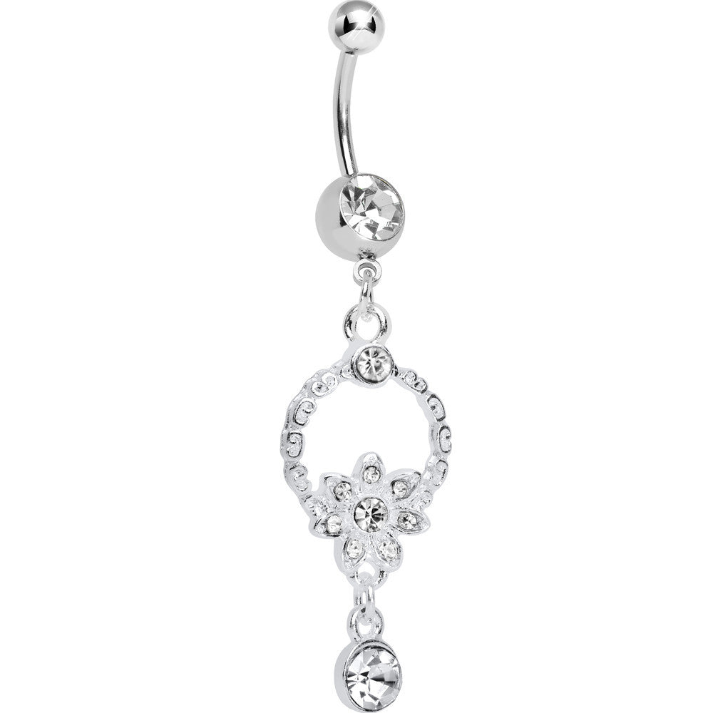 Clear Gem Infinite Flower Drop Belly Ring