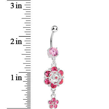 Precious Pink Flower Drop Belly Ring