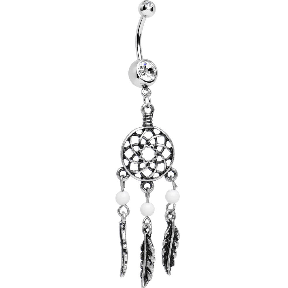 Clear Gem Antique Weave Dreamcatcher Belly Ring