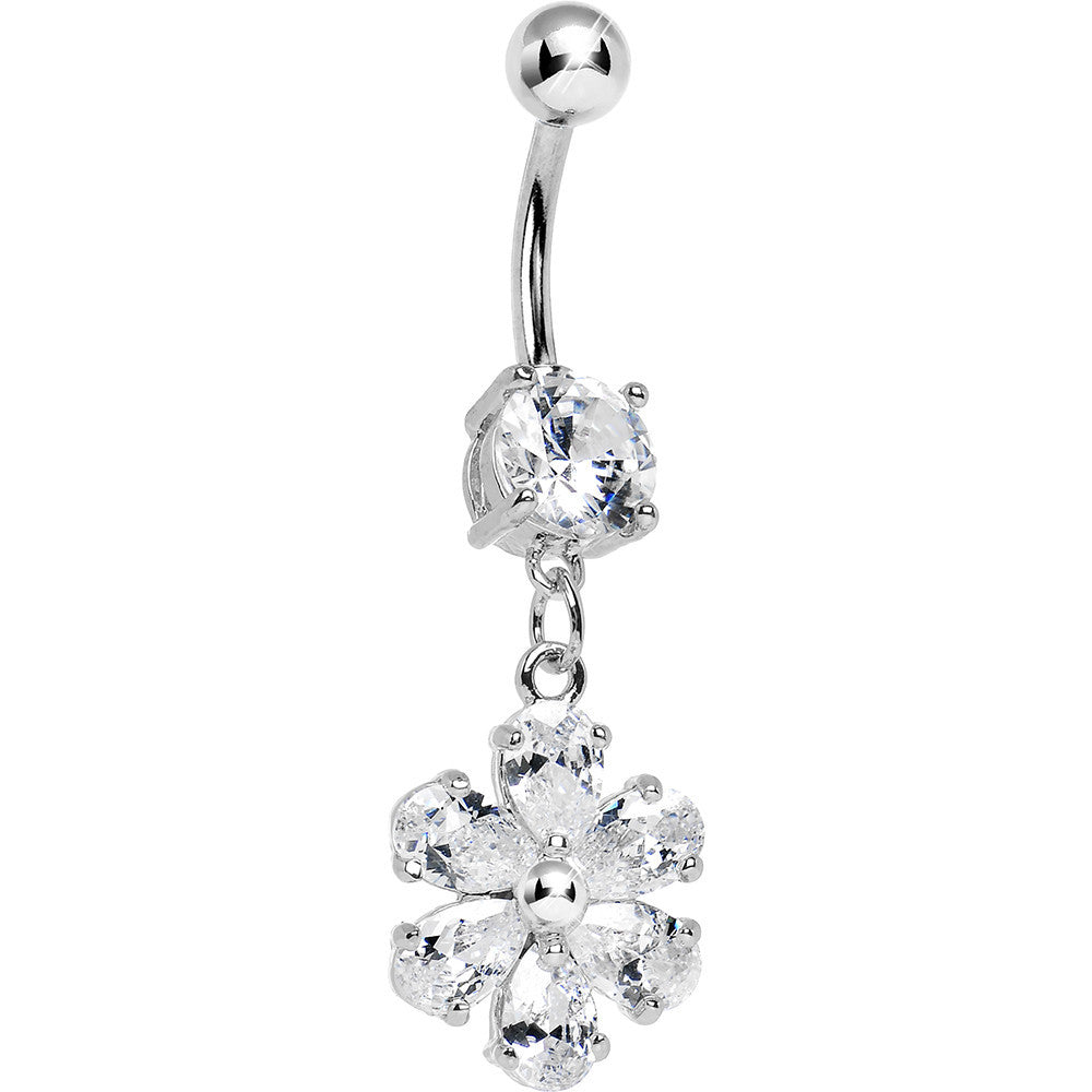 Crystalline Gem Flower Dazzler Dangle Belly Ring